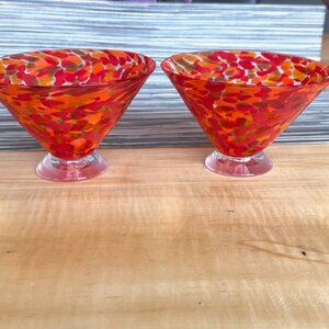 Martini or dessert glasses Handblown Artisan made Kingston Glass Set of 2